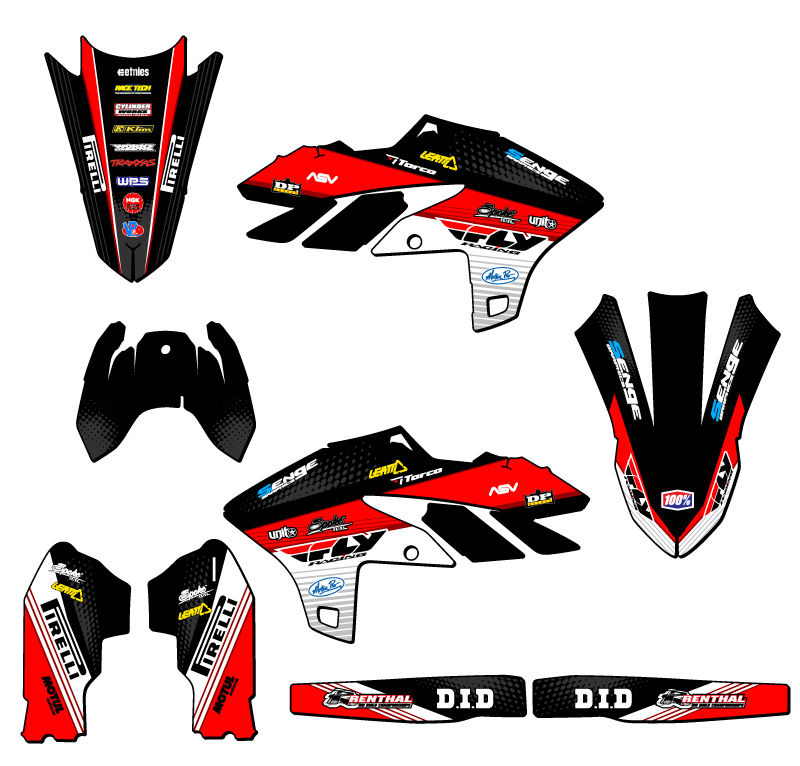 2023-2025 YZ 450 F RICOCHET Black Senge Graphics Kit Compatible with Yamaha - Foto 2 di 10