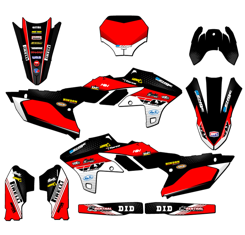 2023-2025 YZ 450 F RICOCHET Black Senge Graphics Kit Compatible with Yamaha - Foto 5 di 10