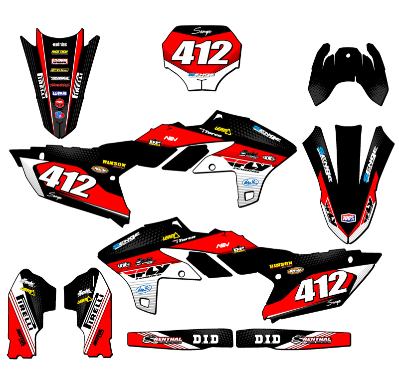 2023-2025 YZ 450 F RICOCHET Black Senge Graphics Kit Compatible with Yamaha - Foto 8 di 10