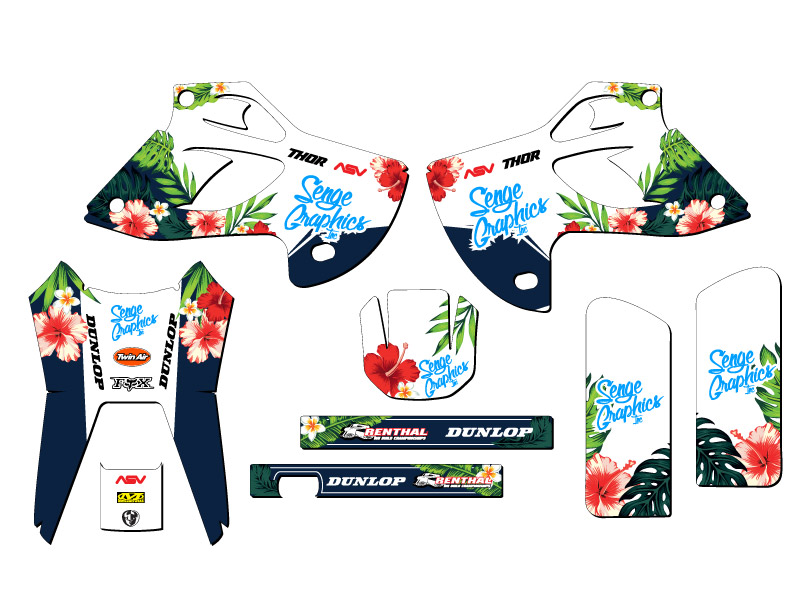 1993-1996 KLX 300 TROPIC White Senge Graphics Kit Compatible with Kawasaki - Picture 2 of 10
