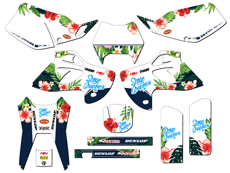 1993-1996 KLX 300 TROPIC White Senge Graphics Kit Compatible with Kawasaki - Picture 5 of 10