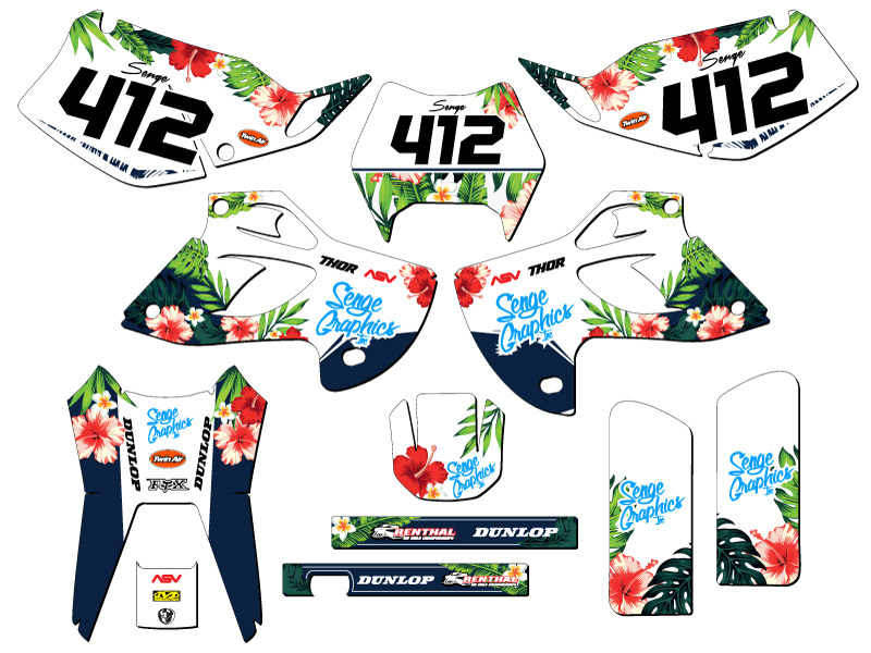 1993-1996 KLX 300 TROPIC White Senge Graphics Kit Compatible with Kawasaki - Picture 8 of 10