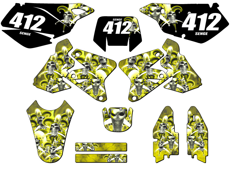 2000-2004 DRZ 400 JESTER Yellow Senge Graphics Kit Compatible with Suzuki - Foto 8 di 10