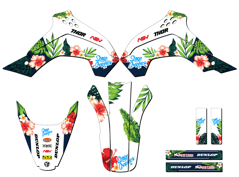 2008-2018 KLX 140 TROPIC White Senge Graphics Kit Compatible with Kawasaki - Bild 2 von 10
