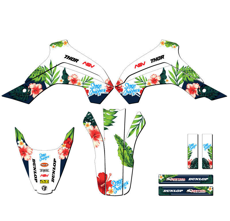 KLX 140 TROPICAL 2019-2020 White Senge kit de gráficos compatible con Kawasaki - Imagen 2 de 10
