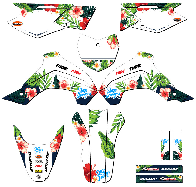 KLX 140 TROPICAL 2019-2020 White Senge kit de gráficos compatible con Kawasaki - Imagen 5 de 10