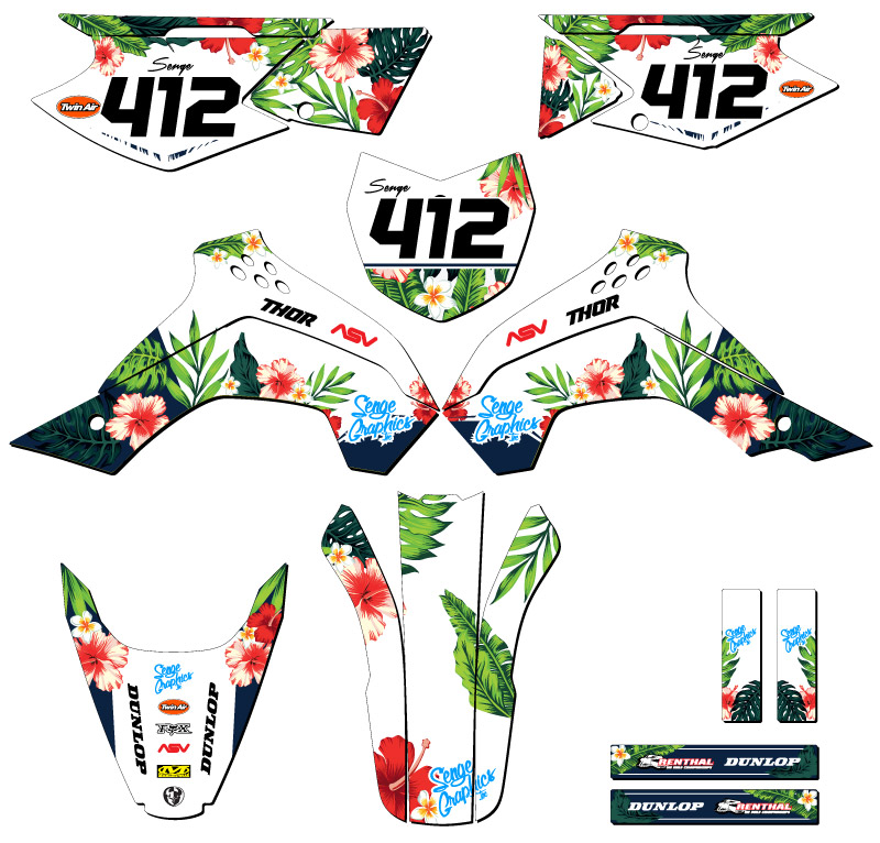 2008-2018 KLX 140 TROPIC White Senge Graphics Kit Compatible with Kawasaki - Bild 8 von 10
