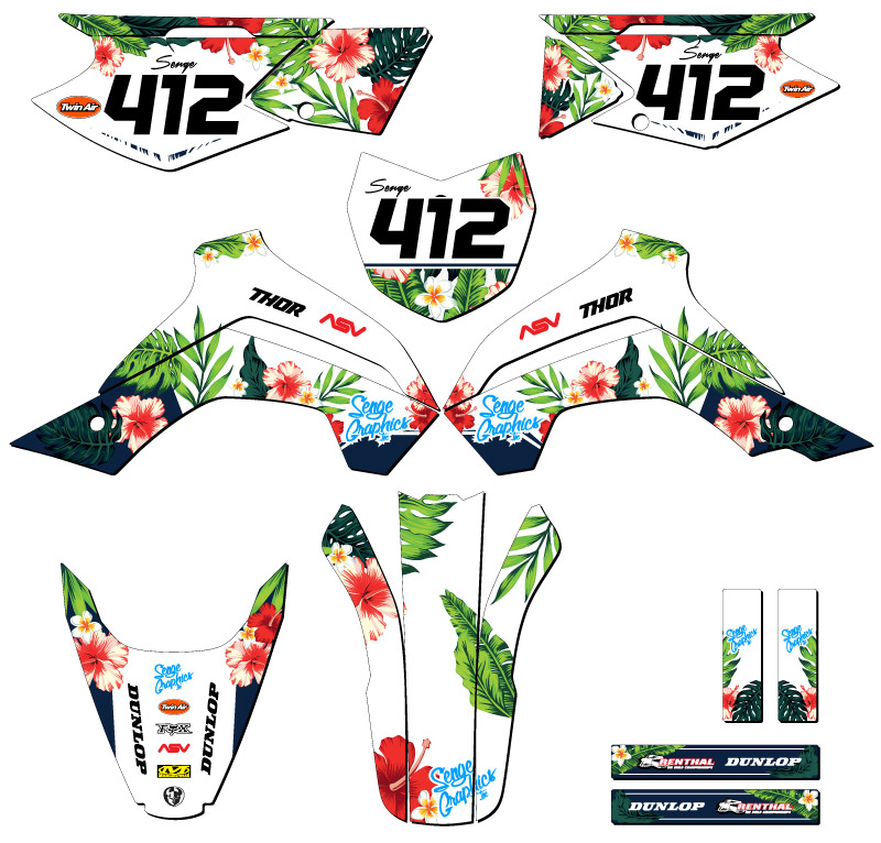 KLX 140 TROPICAL 2019-2020 White Senge kit de gráficos compatible con Kawasaki - Imagen 8 de 10