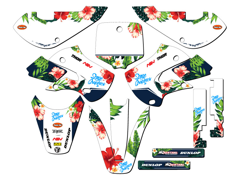2002-2009 KLX 110 TROPIC White Senge Graphics Kit Compatible with Kawasaki - Picture 5 of 10