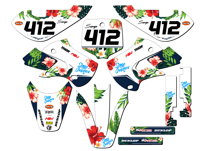2002-2009 KLX 110 TROPIC White Senge Graphics Kit Compatible with Kawasaki - Picture 8 of 10