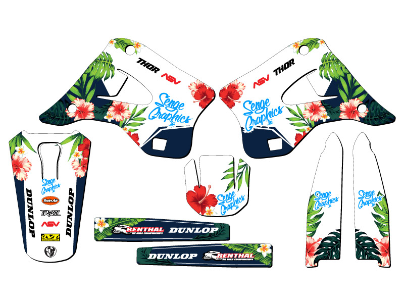 1994-1995 KX 250 TROPIC White Senge Graphics Kit Compatible with Kawasaki - Picture 2 of 10