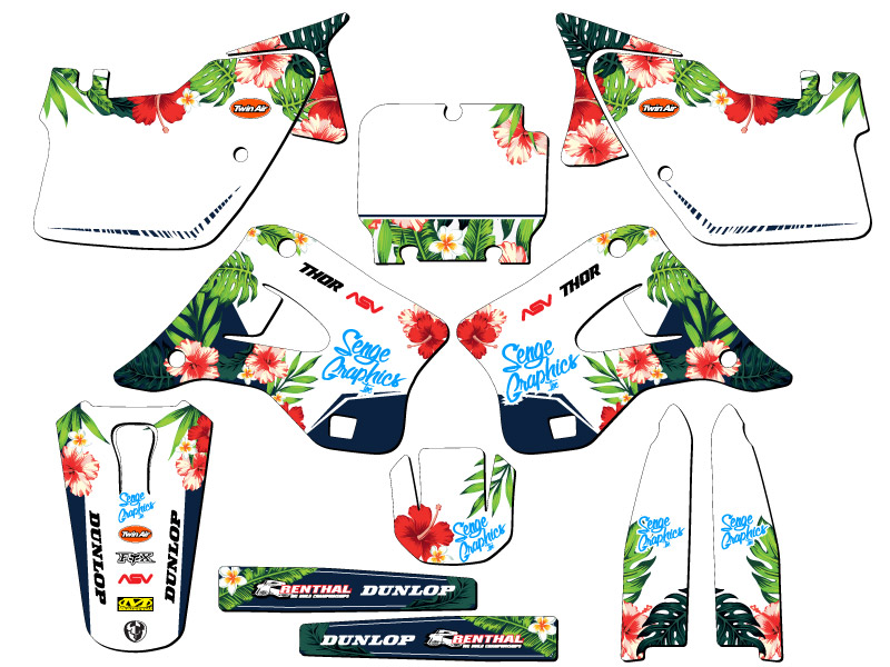 1994-1995 KX 250 TROPIC White Senge Graphics Kit Compatible with Kawasaki - Picture 5 of 10