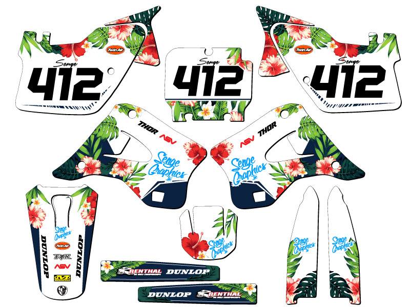 1994-1995 KX 250 TROPIC White Senge Graphics Kit Compatible with Kawasaki - Picture 8 of 10