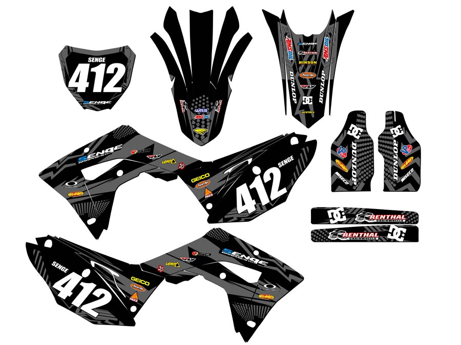 2017-2018 CRF 450 RX MAYHEM Black Senge Graphics Kit Compatible with Honda - Picture 8 of 10