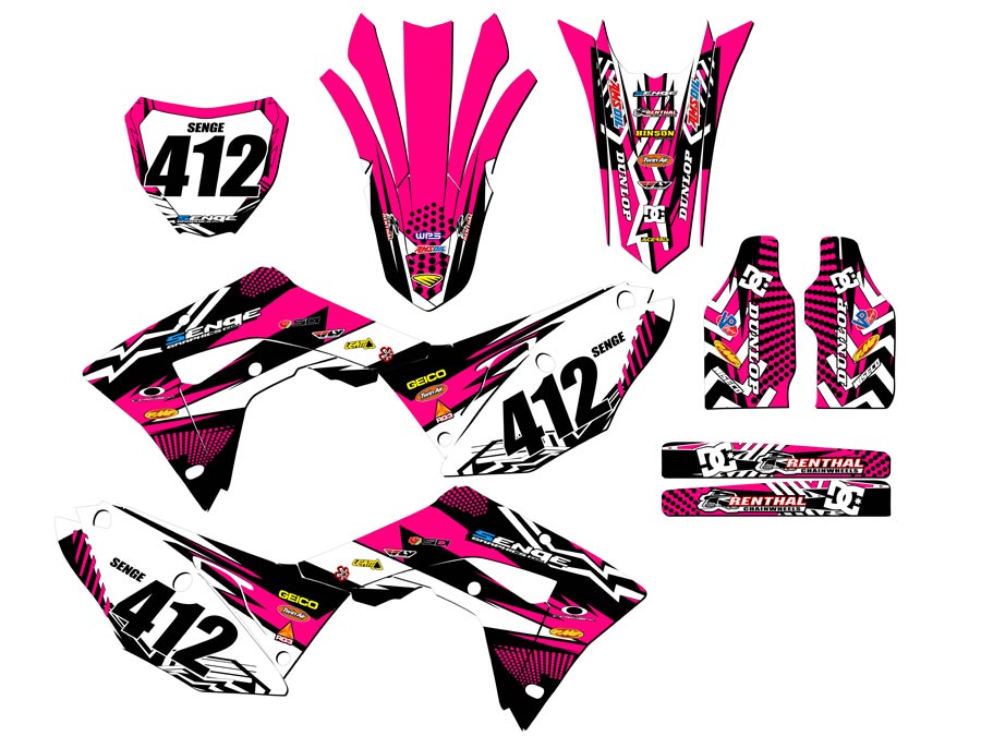 Kit de gráficos CRF 450 RX MAYHEM rosa Senge 2017-2018 compatible con Honda - Imagen 8 de 10