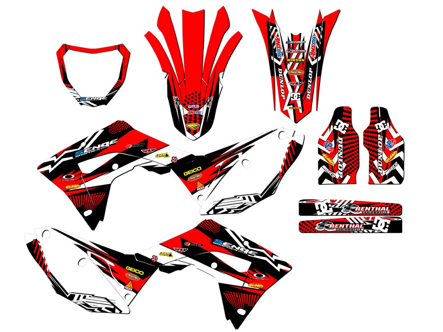 Kit de gráficos CRF 450 RX MAYHEM 2017-2018 rojo Senge compatible con Honda - Imagen 5 de 10