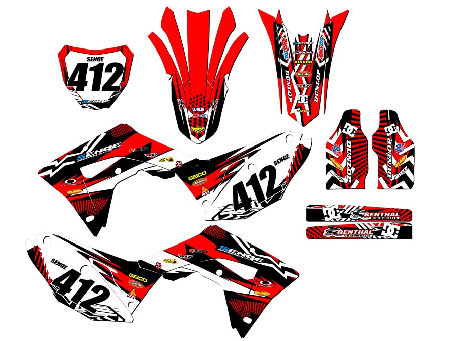 Kit de gráficos CRF 450 RX MAYHEM 2017-2018 rojo Senge compatible con Honda - Imagen 8 de 10