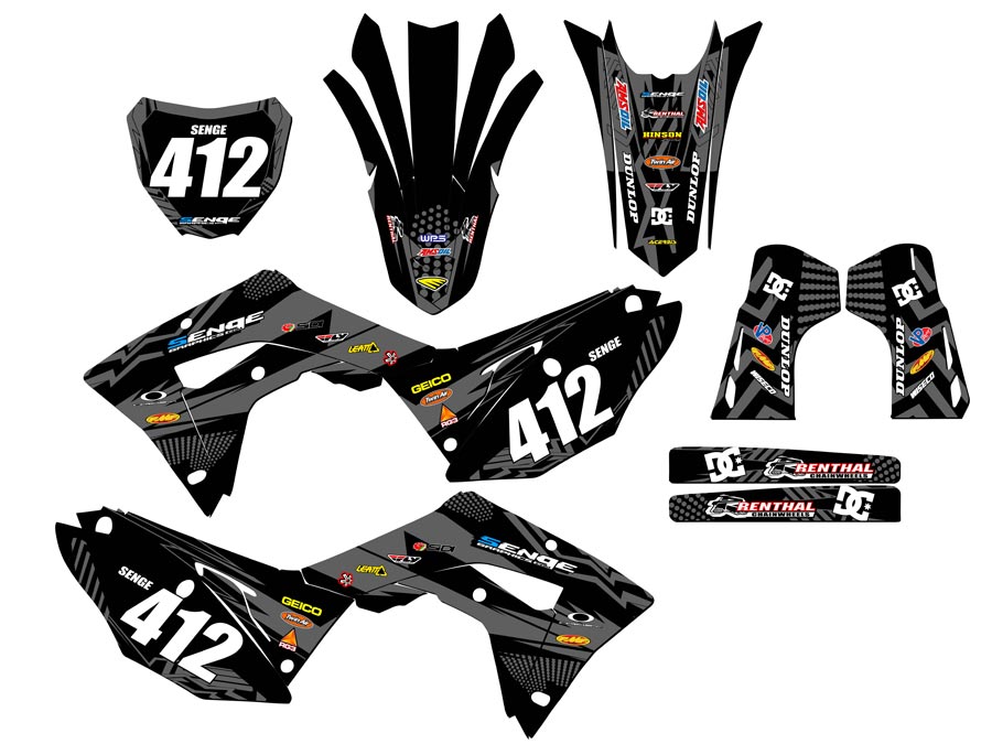 Kit de gráficos CRF 450 RX MAYHEM 2019-2020 negro Senge compatible con Honda - Imagen 8 de 10