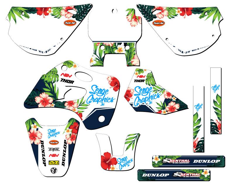 1994-1997 KX 80 TROPIC White Senge Graphics Kit Compatible with Kawasaki - Picture 5 of 10