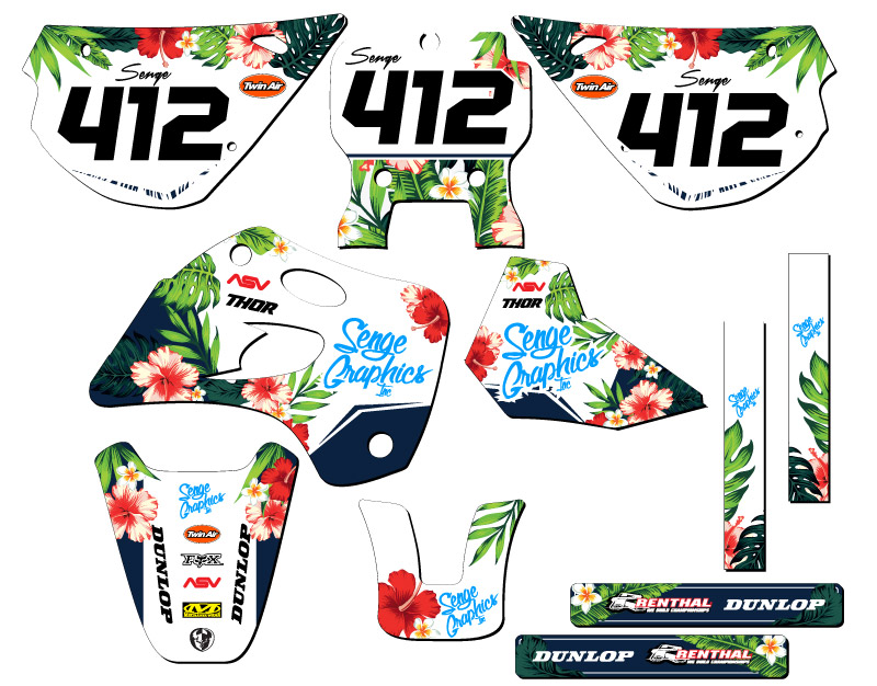 1994-1997 KX 80 TROPIC White Senge Graphics Kit Compatible with Kawasaki - Picture 8 of 10