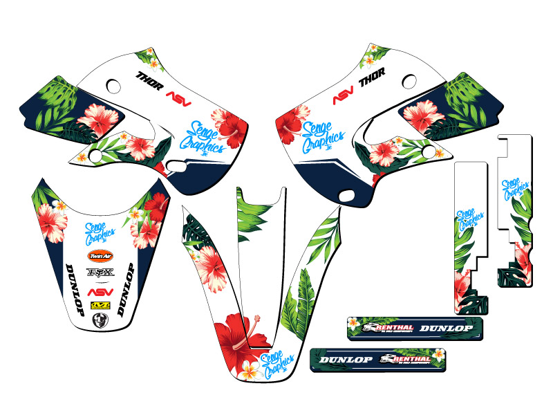 2000-2025 KX 65 TROPIC White Senge Graphics Kit Compatible with Kawasaki
