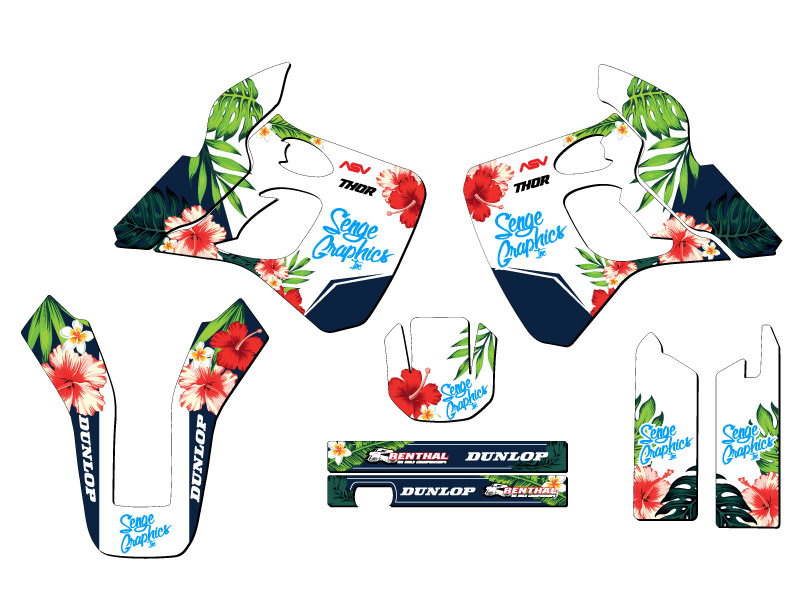 1991-1994 KDX 250 TROPIC White Senge Graphics Kit Compatible with Kawasaki - Picture 2 of 10
