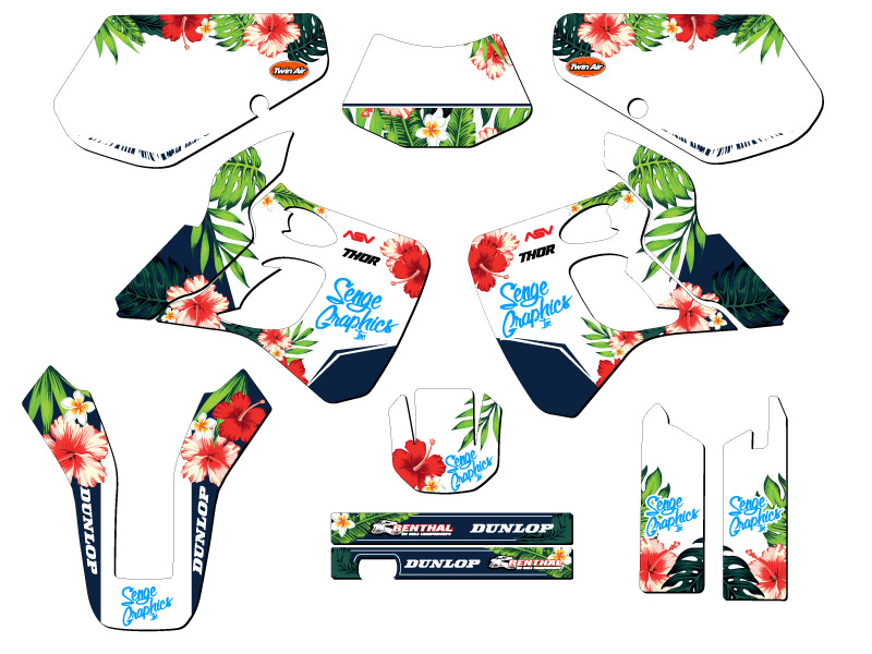 1991-1994 KDX 250 TROPIC White Senge Graphics Kit Compatible with Kawasaki - Picture 5 of 10