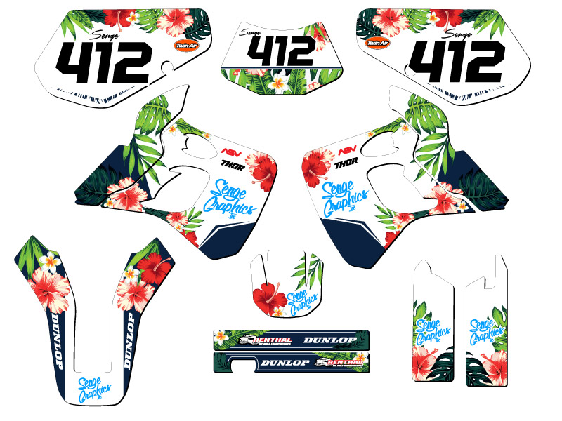1991-1994 KDX 250 TROPIC White Senge Graphics Kit Compatible with Kawasaki - Picture 8 of 10