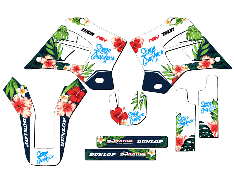 1995-2008 KDX 220 TROPIC White Senge Graphics Kit Compatible with Kawasaki - Picture 2 of 10