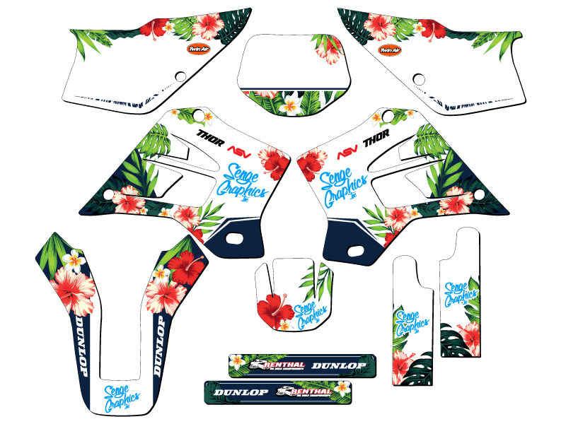 1995-2008 KDX 220 TROPIC White Senge Graphics Kit Compatible with Kawasaki - Picture 5 of 10