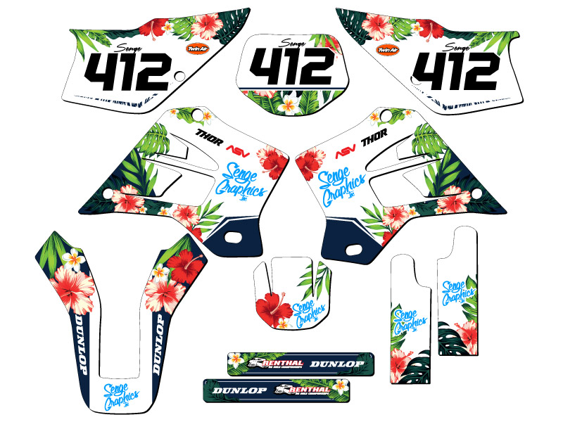 1995-2008 KDX 220 TROPIC White Senge Graphics Kit Compatible with Kawasaki - Picture 8 of 10