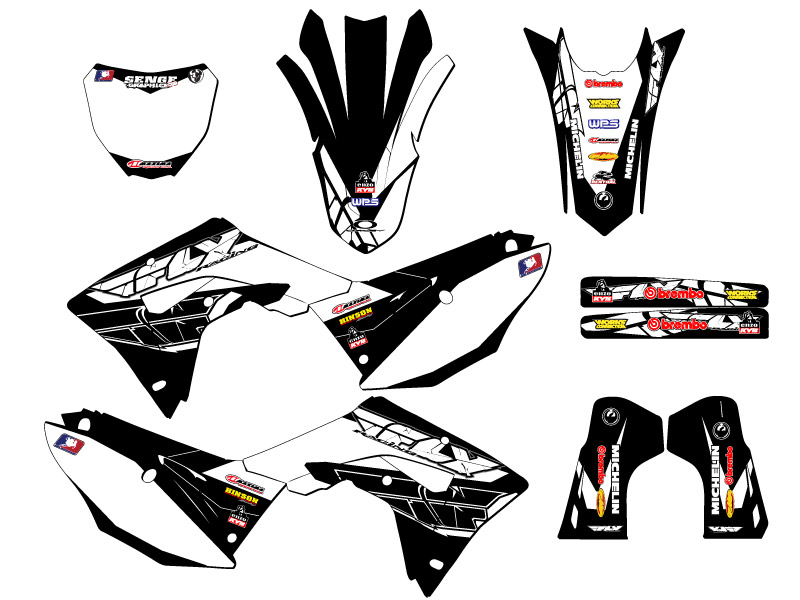 CRF 450 RX 13 FLY 2019-2020 kit de gráficos Black Senge compatible con Honda - Imagen 8 de 10