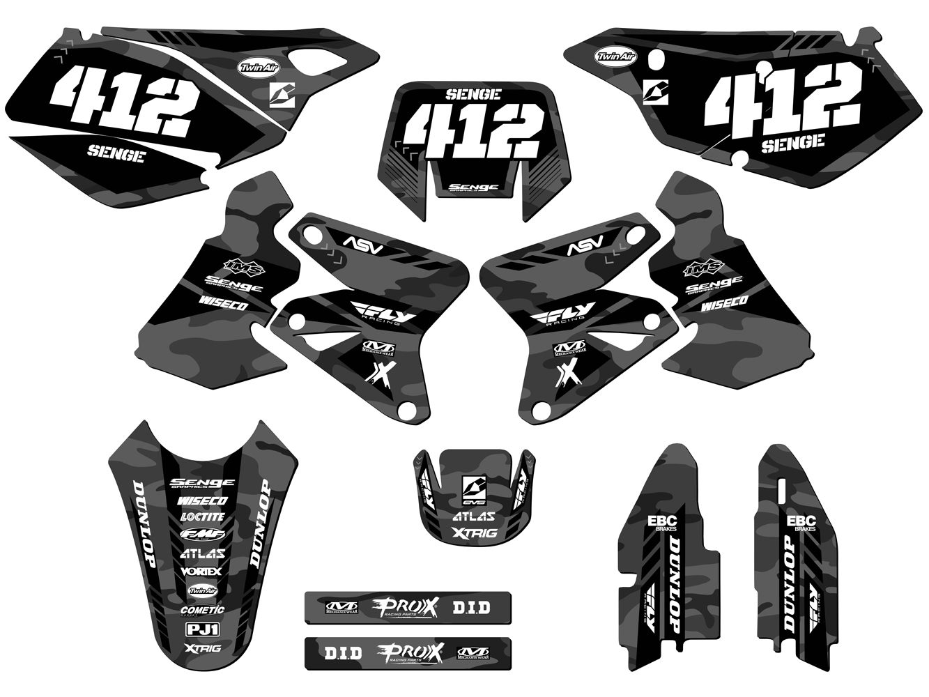 2000-2004 DRZ 400 SM APACHE Grey Senge Graphics Kit Compatible with Suzuki - Picture 5 of 10