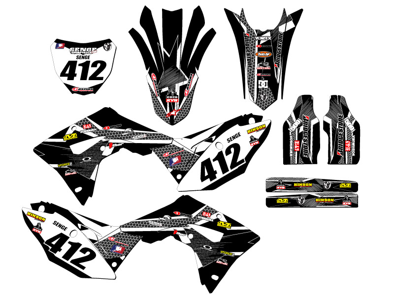 Kit de gráficos CRF 450 RX PODIUM 2017-2018 Black Senge compatible con Honda - Imagen 8 de 10