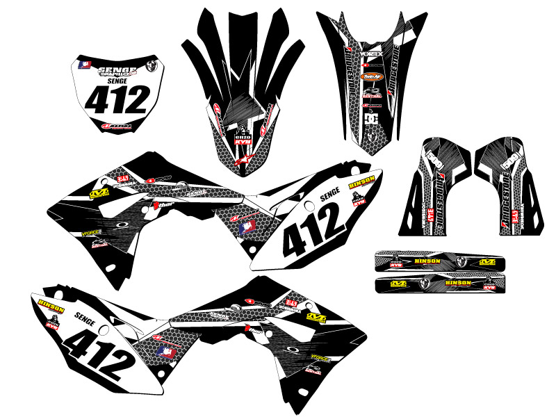CRF 450 RX 2019-2020 PODIUM Black Senge kit de gráficos compatible con Honda - Imagen 8 de 10