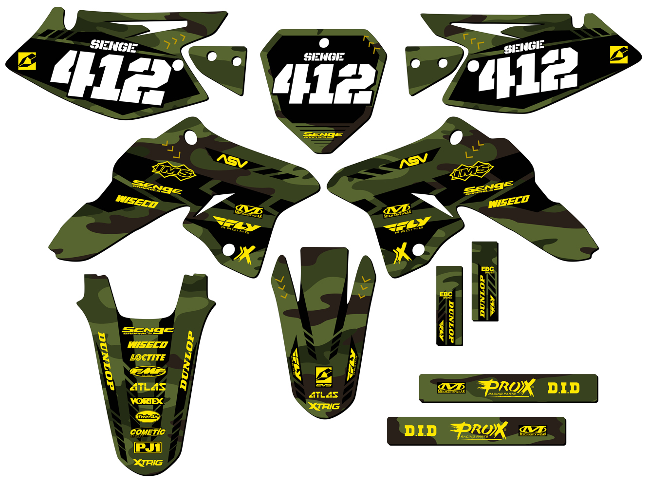 2008-2023 DRZ 125 APACHE Green Senge Graphics Kit Compatible with Suzuki - Foto 8 di 10