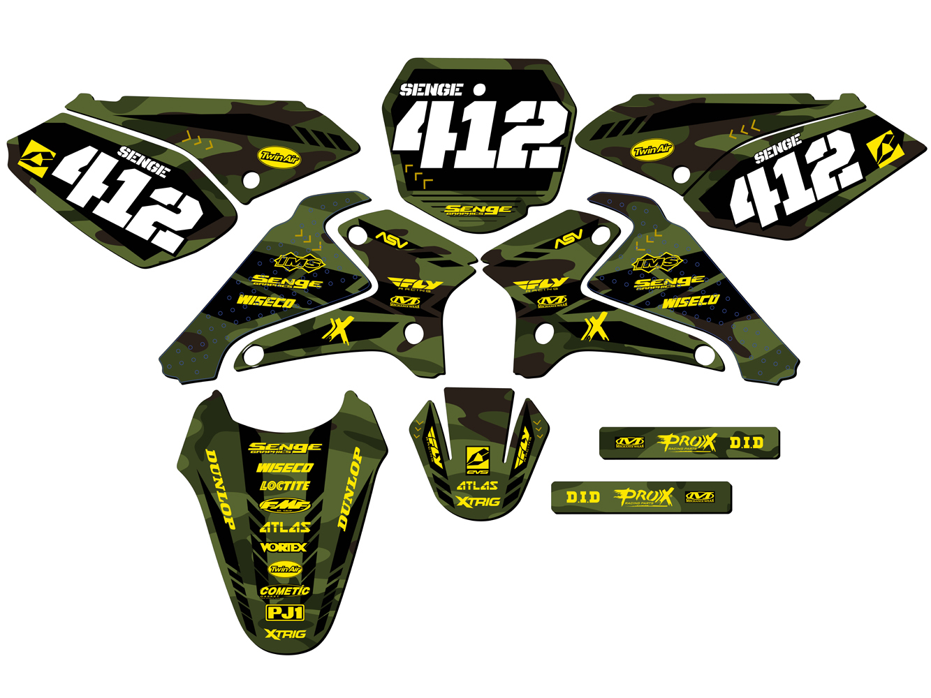 2001-2007 DRZ 125 APACHE Green Senge Kit Gráfico Compatible con Suzuki - Imagen 8 de 10
