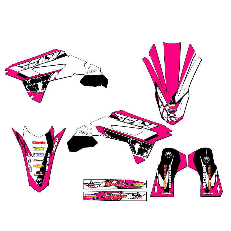 2021-2023 CRF 450 R 13 FLY Pink Senge Graphics Kit Compatible with Honda - Picture 2 of 10