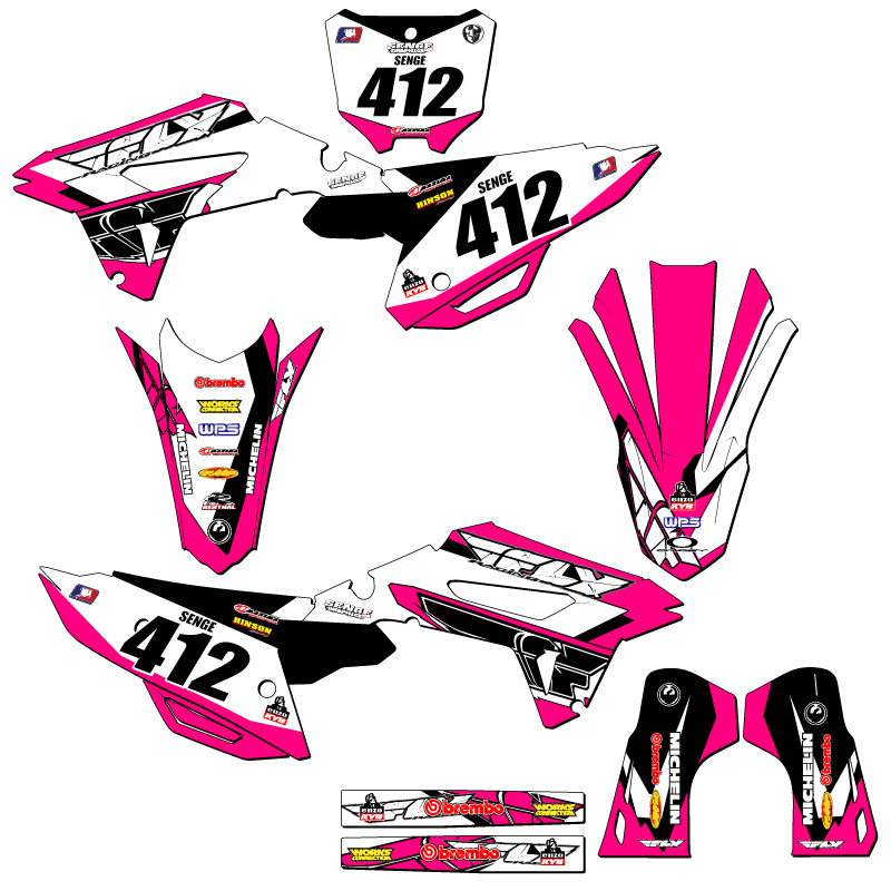 2021-2023 CRF 450 R 13 FLY Pink Senge Graphics Kit Compatible with Honda - Picture 8 of 10