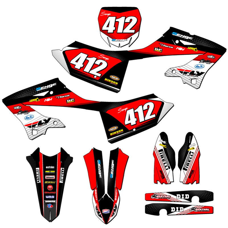 2022-2025 YZ 250 2-STROKE RICOCHET Black Senge Graphics Kit Compatible with - Picture 8 of 10
