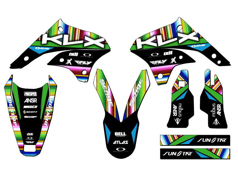 Kit de gráficos KLX 450 SERAPE 2008-2018 negro Senge compatible con Kawasaki - Imagen 2 de 10