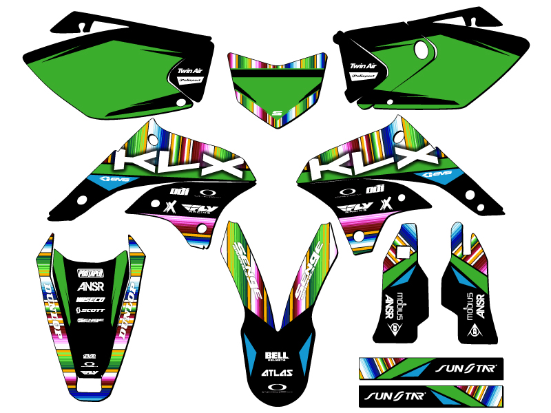 Kit de gráficos KLX 450 SERAPE 2008-2018 negro Senge compatible con Kawasaki - Imagen 5 de 10