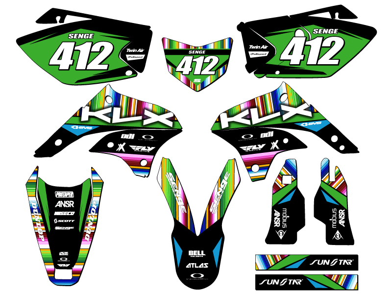 Kit de gráficos KLX 450 SERAPE 2008-2018 negro Senge compatible con Kawasaki - Imagen 8 de 10