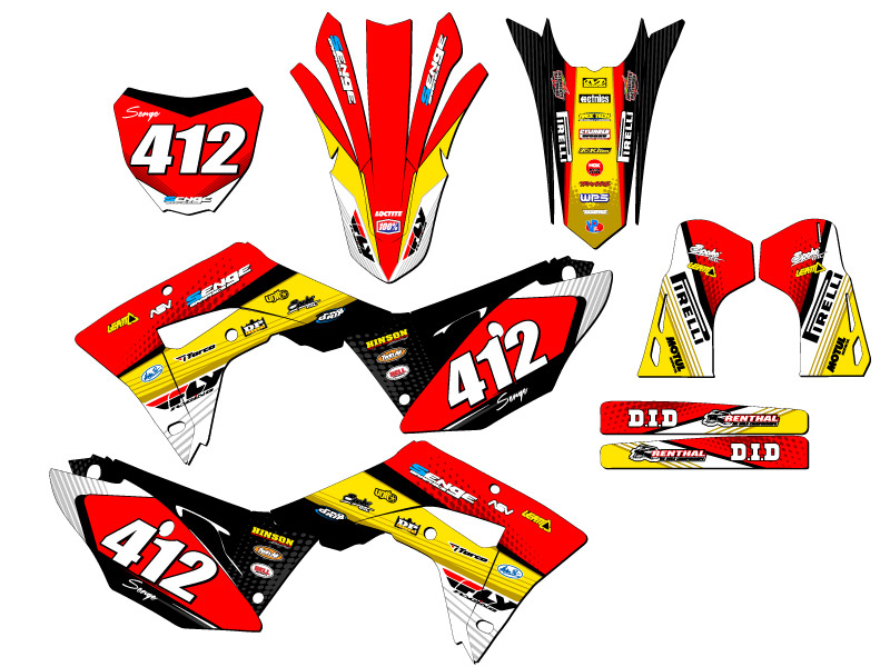 Kit de gráficos CRF 450 RX RICOCHET 2019-2020 amarillo Senge compatible con Honda - Imagen 8 de 10