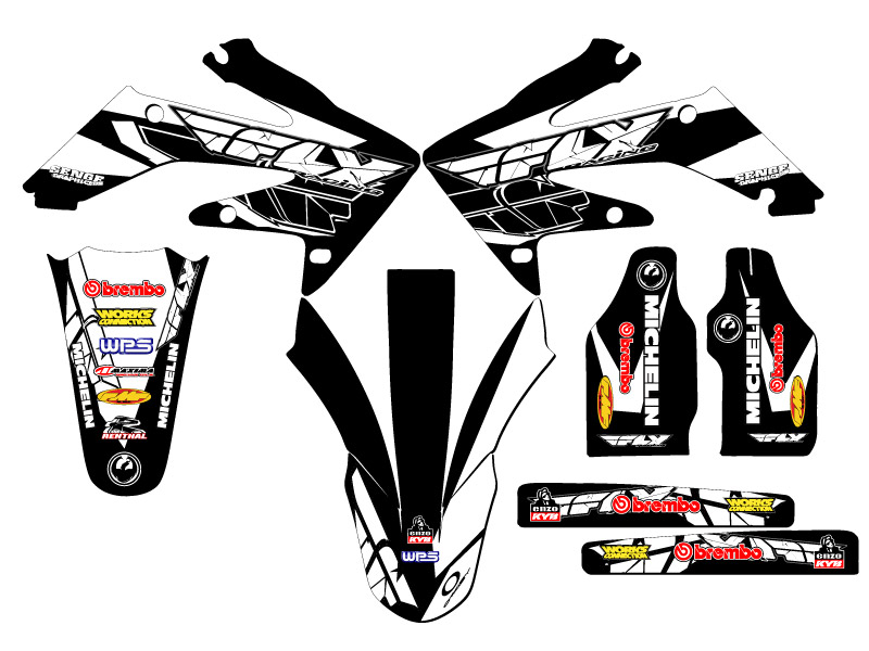 2004-2005 CRF 250 R 13 FLY Black Senge Kit de gráficos compatible con Honda - Imagen 2 de 10