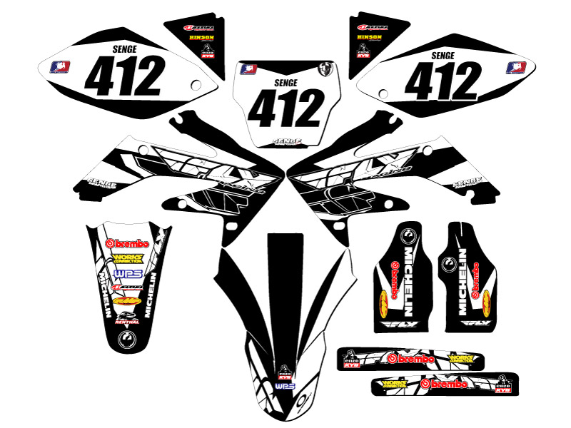 2004-2005 CRF 250 R 13 FLY Black Senge Kit de gráficos compatible con Honda - Imagen 8 de 10