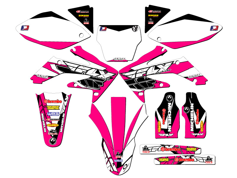 2004-2005 CRF 250 R 13 FLY Pink Senge Graphics Kit compatible con Honda - Imagen 8 de 10