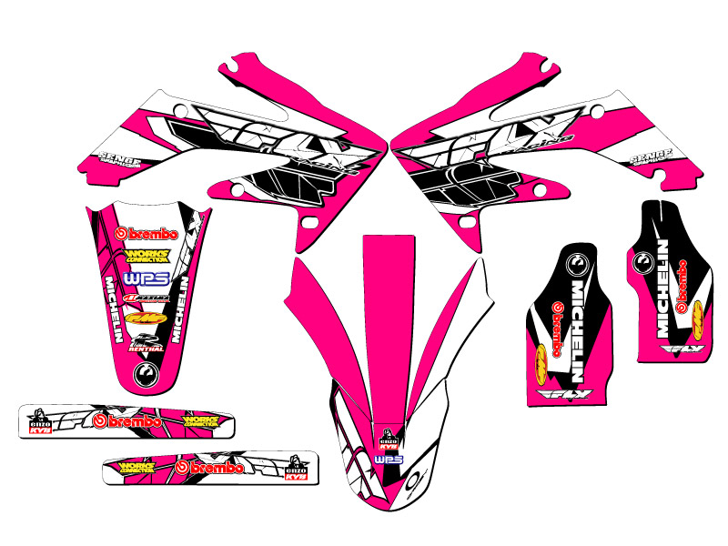 2006-2007 CRF 250 R 13 FLY Pink Senge Graphics Kit Compatible with Honda - Foto 8 di 10