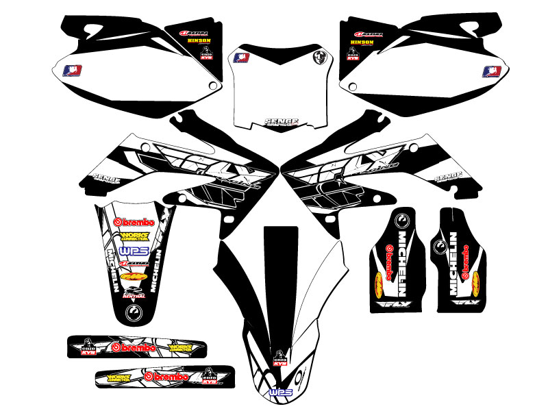 2008-2009 CRF 250 R 13 FLY Black Senge Graphics Kit Compatible with Honda - Picture 5 of 10
