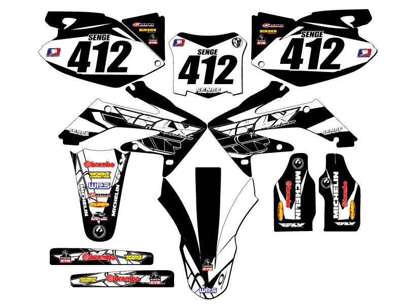 2008-2009 CRF 250 R 13 FLY Black Senge Graphics Kit Compatible with Honda - Picture 8 of 10